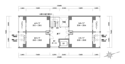 平面図 3F～15F