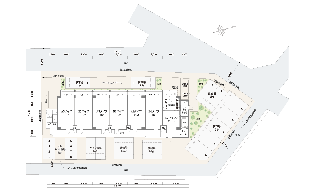 敷地配置図・平面図 / 1F