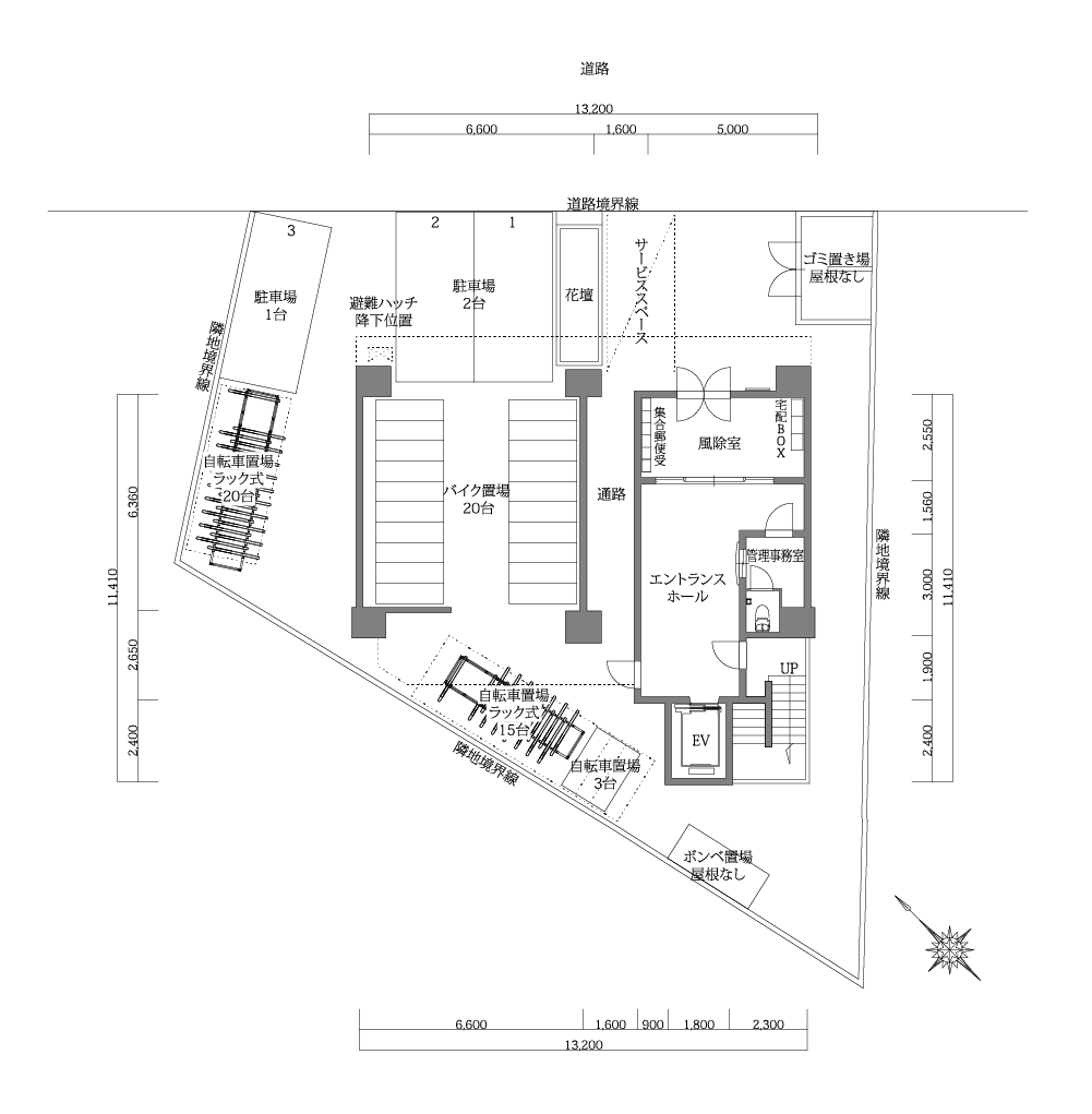 敷地配置図・平面図/1F